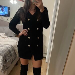 Primark Black Long Sleeve Dress with Button Detail